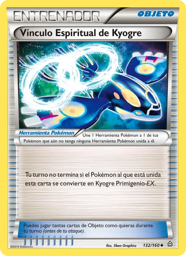 Vínculo Espiritual de Kyogre — Duelos Primigenios 132 Spanish Pokémon card