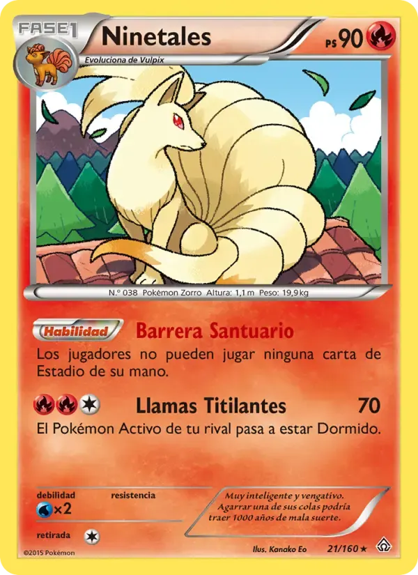 Ninetales — Duelos Primigenios 21 Spanish Pokémon card