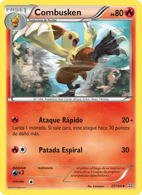 Combusken — Duelos Primigenios 27 Spanish Pokémon card
