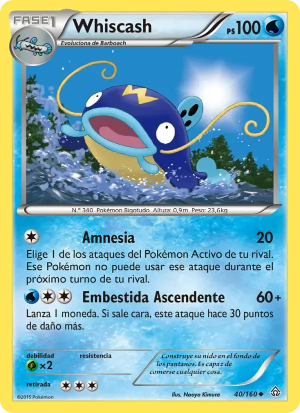 Whiscash — Duelos Primigenios 40 Spanish Pokémon card