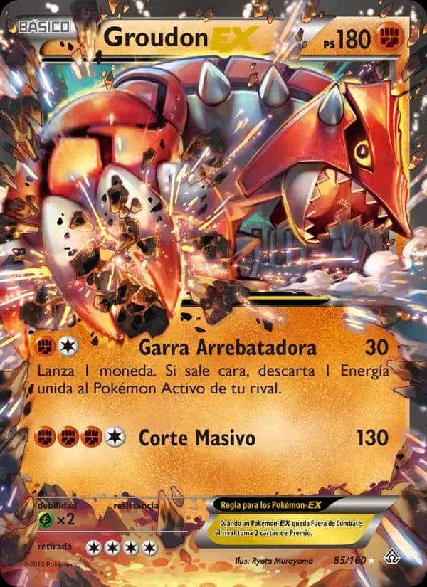 Groudon EX — Duelos Primigenios 85 Spanish Pokémon card
