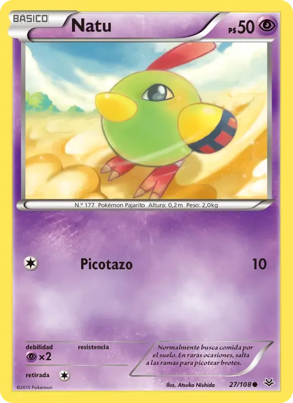 Natu — Cielos Rugientes 27 Spanish Pokémon card