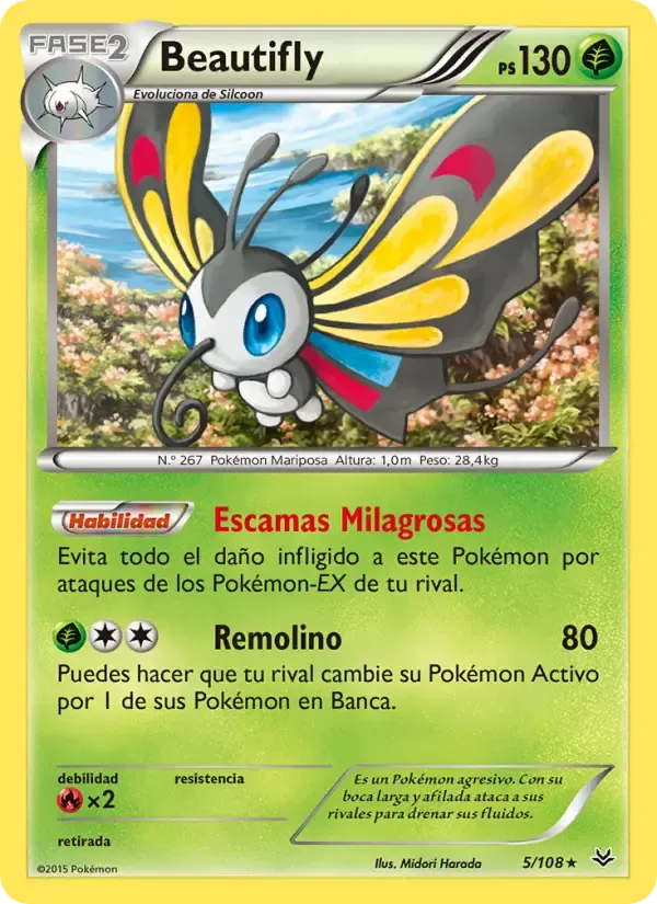 Beautifly — Cielos Rugientes 5 Spanish Pokémon card