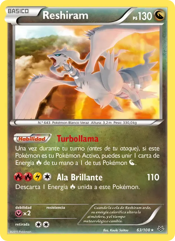 Reshiram — Cielos Rugientes 63 Spanish Pokémon card