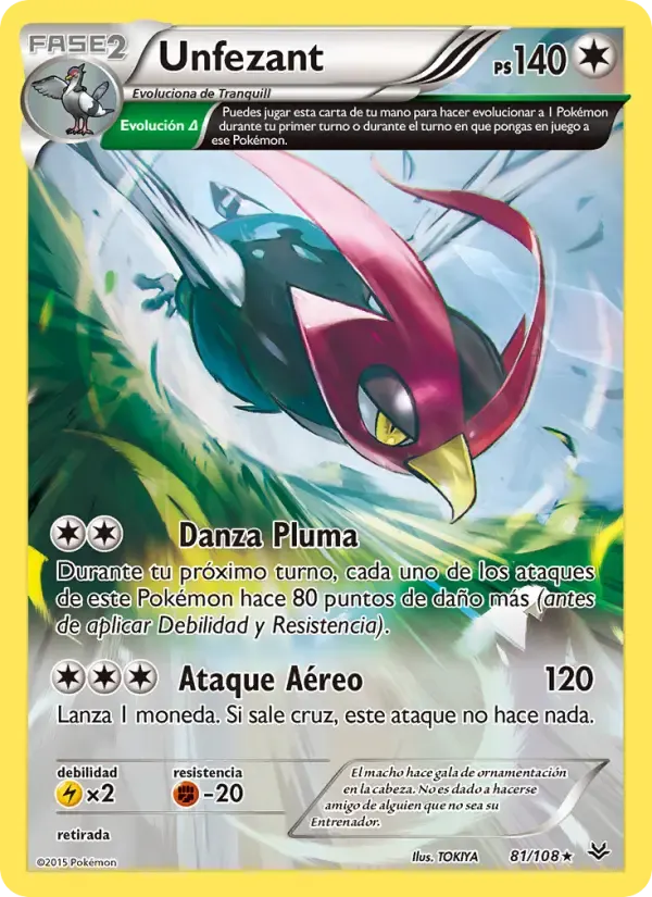 Unfezant — Cielos Rugientes 81 Spanish Pokémon card