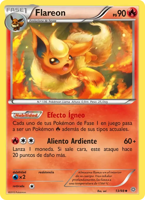 Flareon — Antiguos Orígenes 13 Spanish Pokémon card