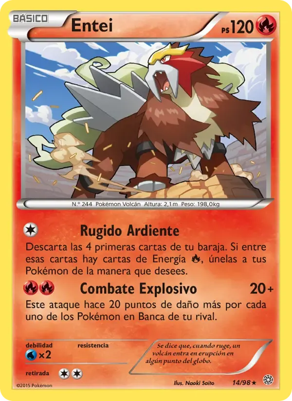Entei — Antiguos Orígenes 14 Spanish Pokémon card