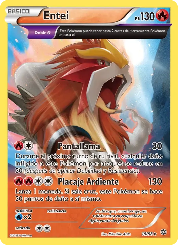 Entei — Antiguos Orígenes 15 Spanish Pokémon card