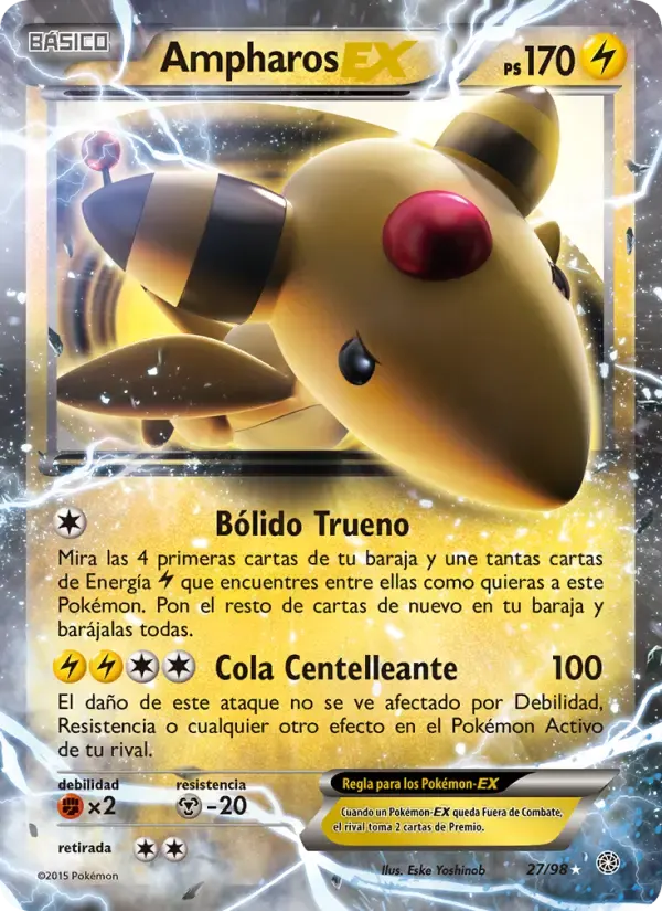 Ampharos EX — Antiguos Orígenes 27 Spanish Pokémon card