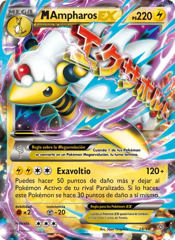 M-Ampharos EX — Antiguos Orígenes 28 Spanish Pokémon card