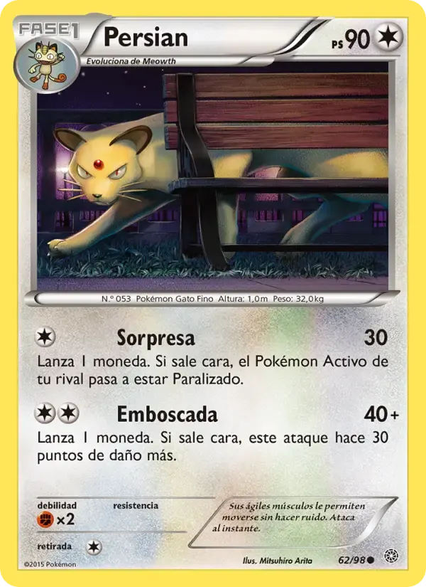 Persian — Antiguos Orígenes 62 Spanish Pokémon card