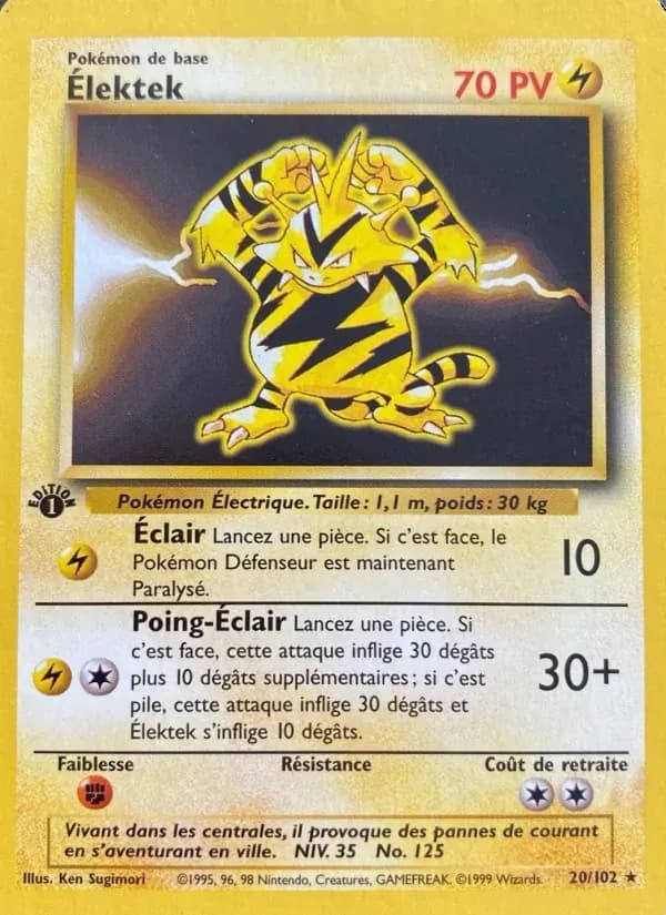 Élektek — Set de Base 20 French Pokémon card