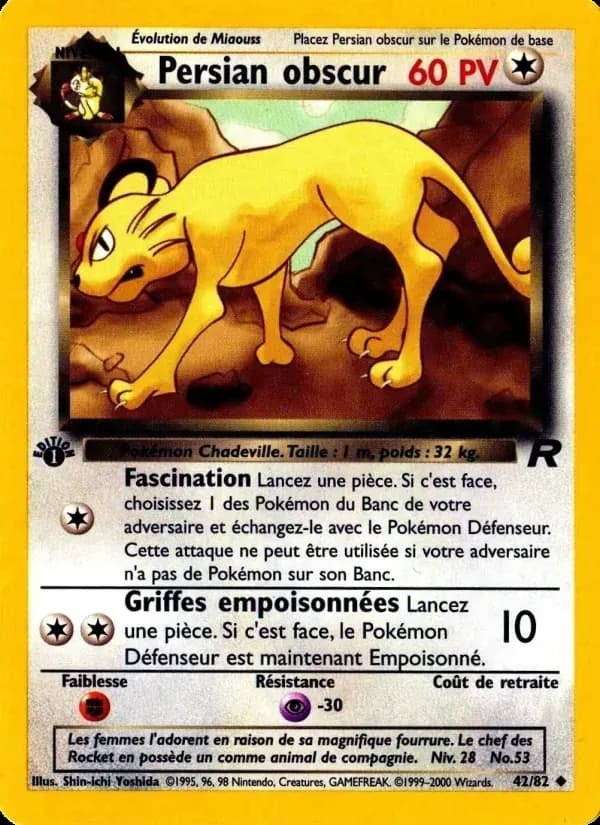 Persian obscur — Team Rocket 42 French Pokémon card