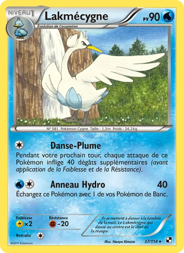 Lakmécygne — Noir & Blanc 37 French Pokémon card