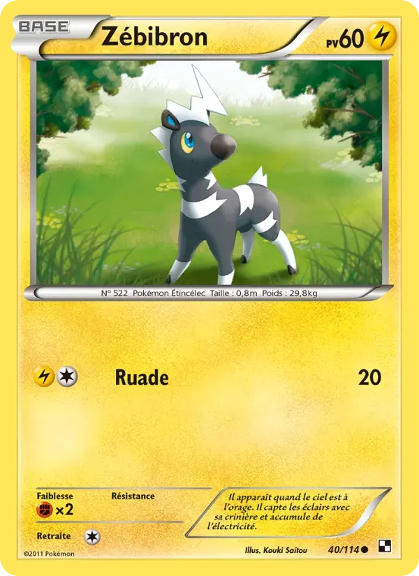 Zébibron — Noir & Blanc 40 French Pokémon card