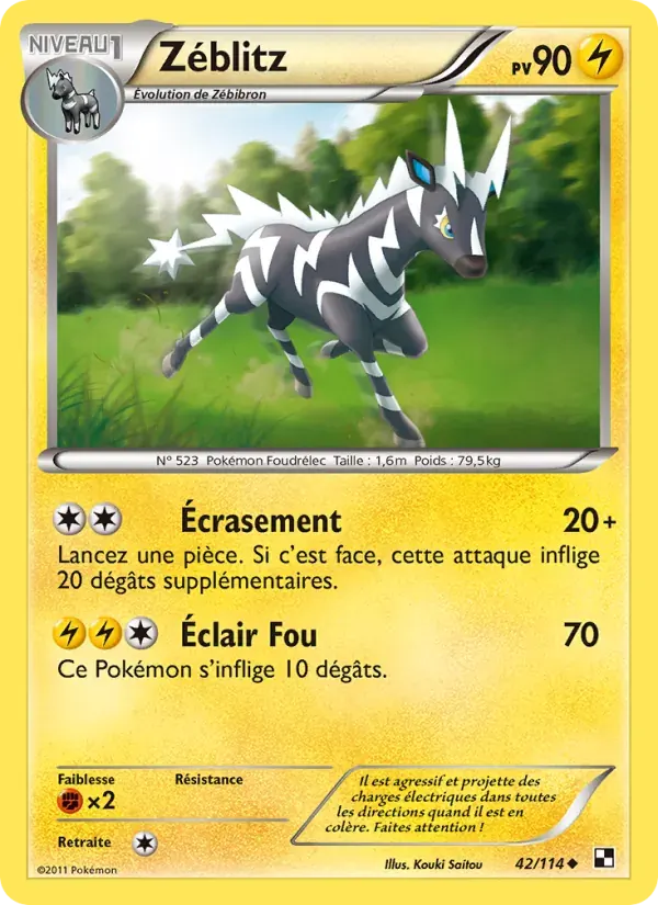 Zéblitz — Noir & Blanc 42 French Pokémon card