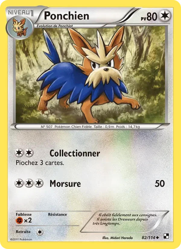 Ponchien — Noir & Blanc 82 French Pokémon card