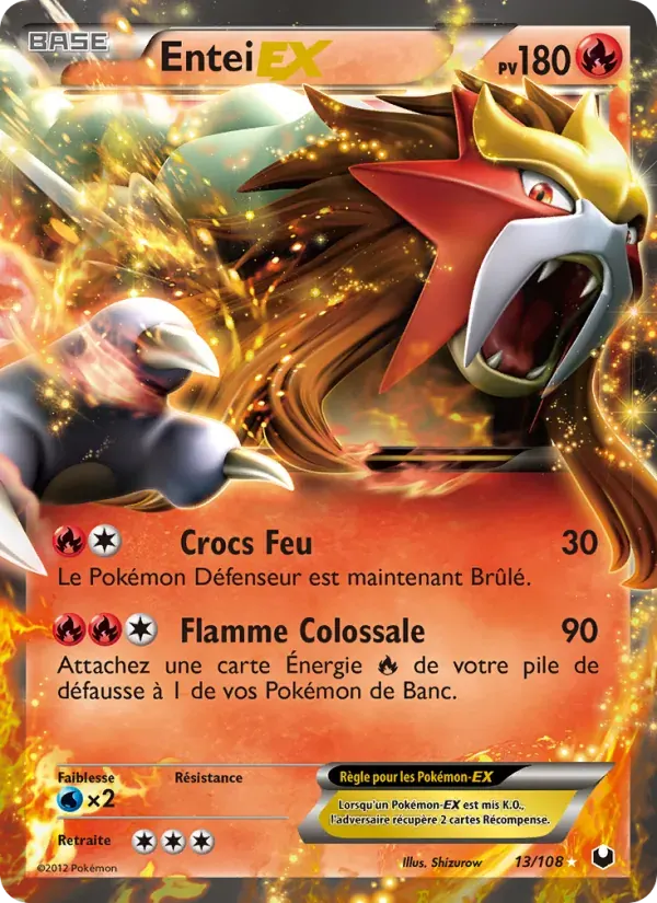 Entei-EX — Explorateurs Obscurs 13 French Pokémon card