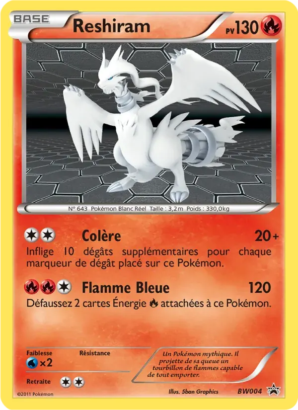 Reshiram — Promo BW BW004 French Pokémon card