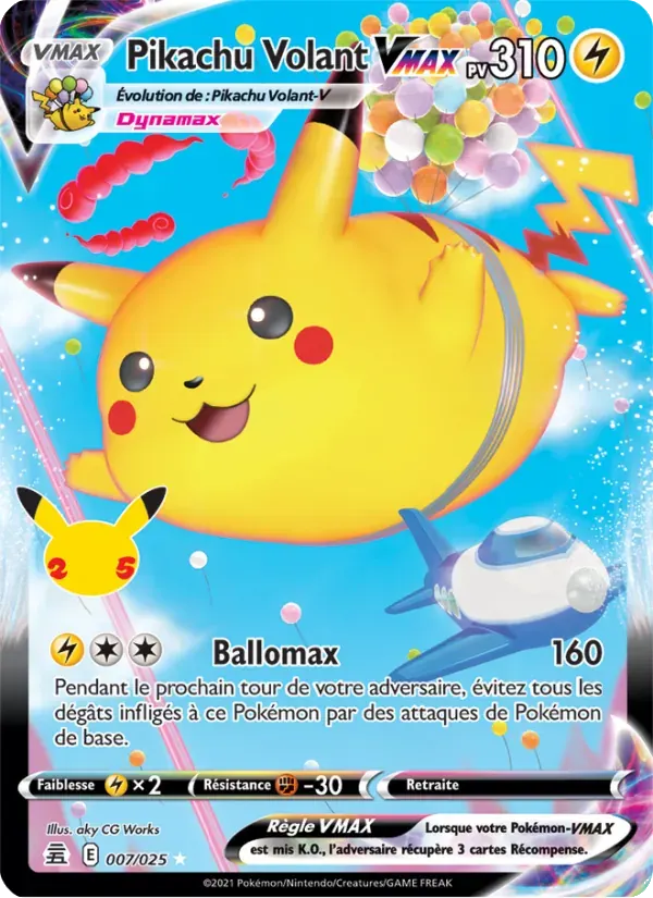 Pikachu Volant VMAX — Célébrations 7 French Pokémon card