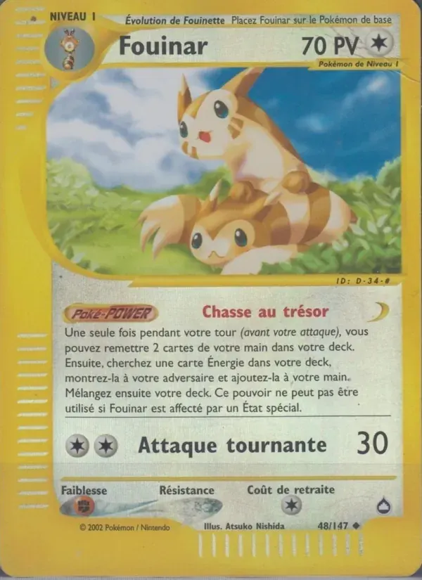 Fouinar — Aquapolis 48 French Pokémon card