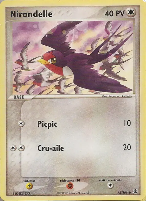 Nirondelle — EX Rubis & Saphir 72 French Pokémon card