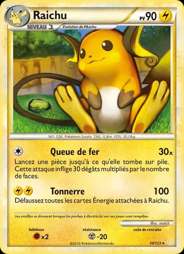 Raichu — HeartGold SoulSilver 10 French Pokémon card