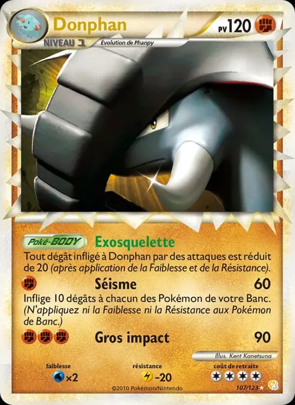 Donphan — HeartGold SoulSilver 107 French Pokémon card