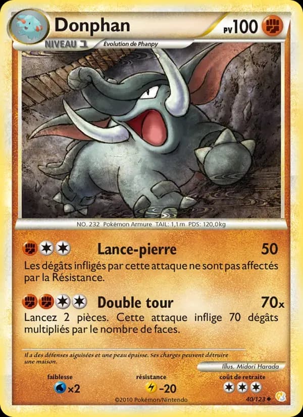 Donphan — HeartGold SoulSilver 40 French Pokémon card