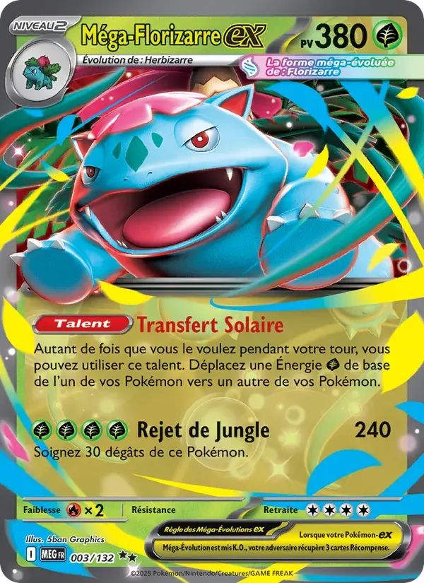 Méga-Florizarre-ex — Méga-Évolution 3 French Pokémon card
