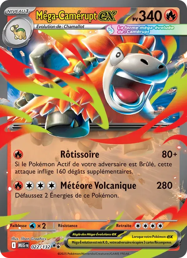 Méga-Camérupt-ex — Méga-Évolution 22 French Pokémon card