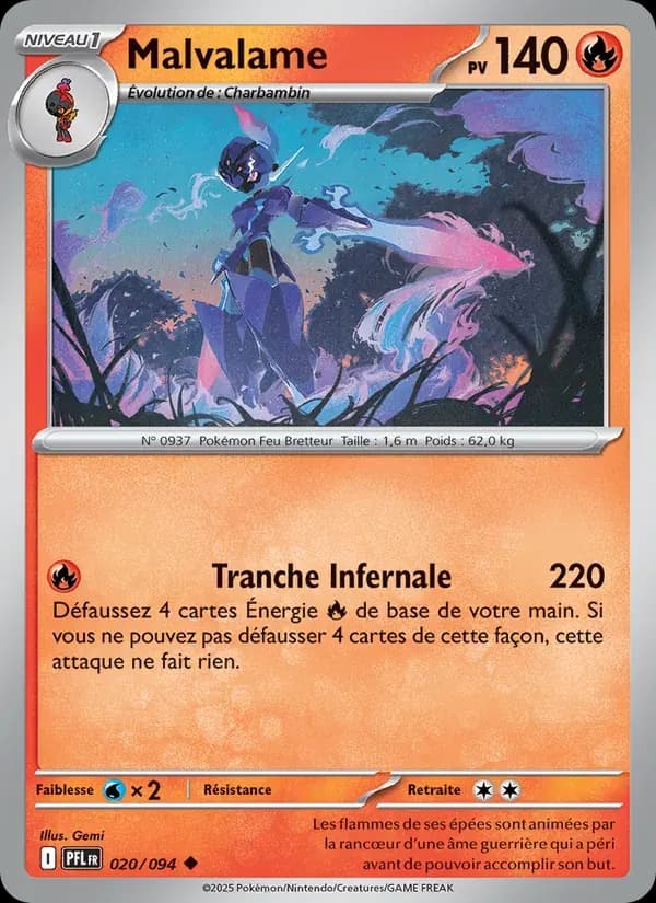 Malvalame — Flammes Fantasmagoriques 20 French Pokémon card