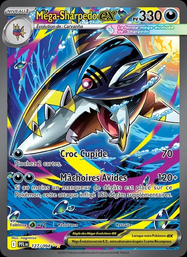 Méga-Sharpedo-ex — Flammes Fantasmagoriques 127 French Pokémon card