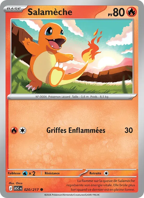 Salamèche — Héros Transcendants 20 French Pokémon card