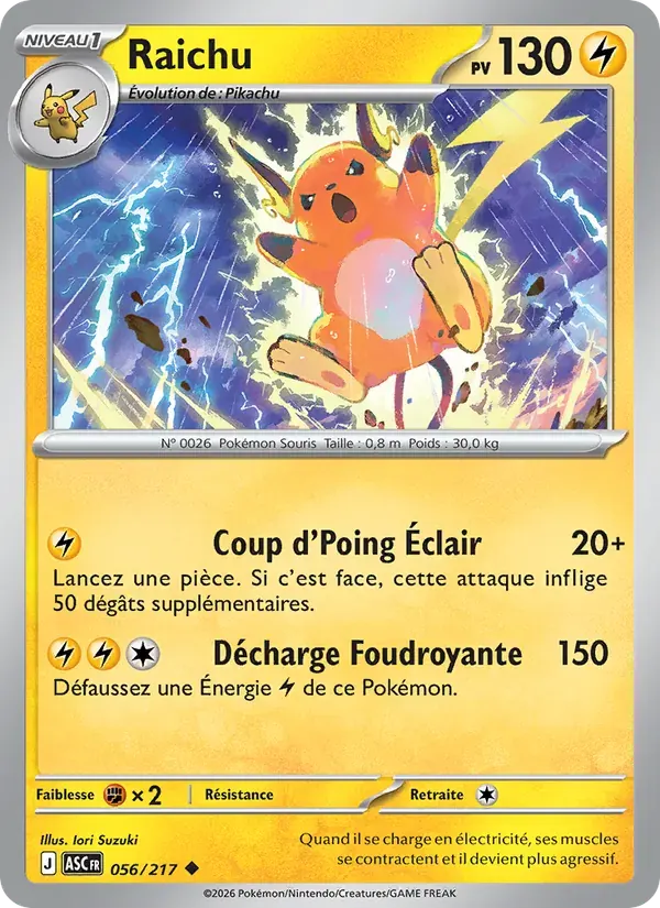 Raichu — Héros Transcendants 56 French Pokémon card