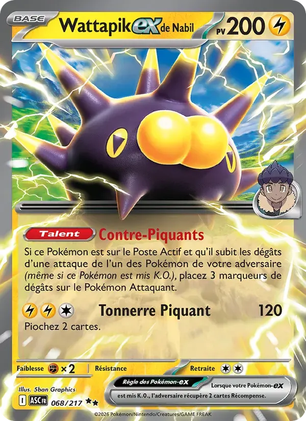 Wattapik-ex de Nabil — Héros Transcendants 68 French Pokémon card