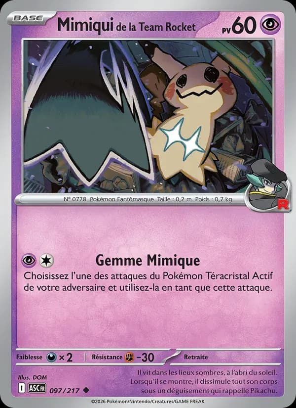 Mimiqui de la Team Rocket — Héros Transcendants 97 French Pokémon card