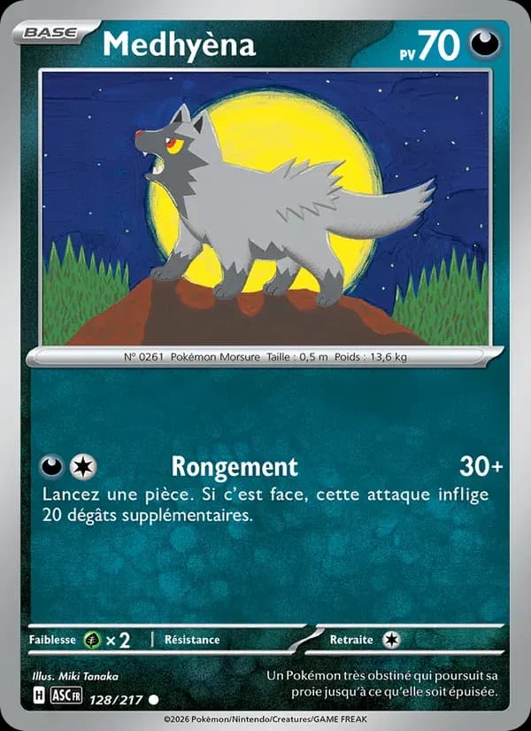 Medhyèna — Héros Transcendants 128 French Pokémon card