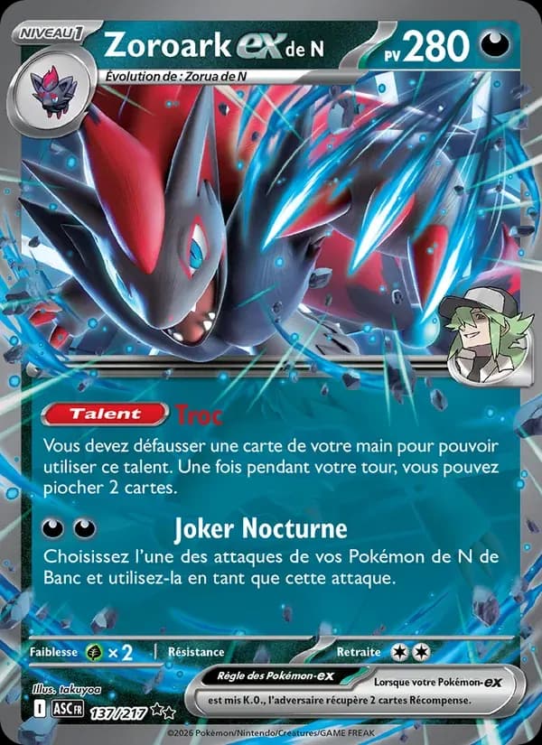 Zoroark-ex de N — Héros Transcendants 137 French Pokémon card