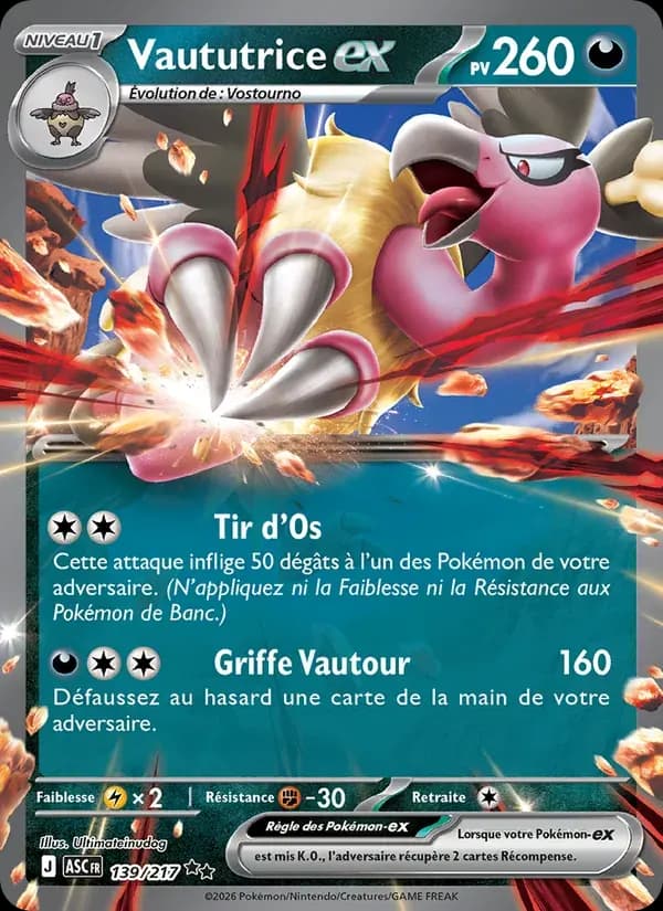 Vaututrice-ex — Héros Transcendants 139 French Pokémon card