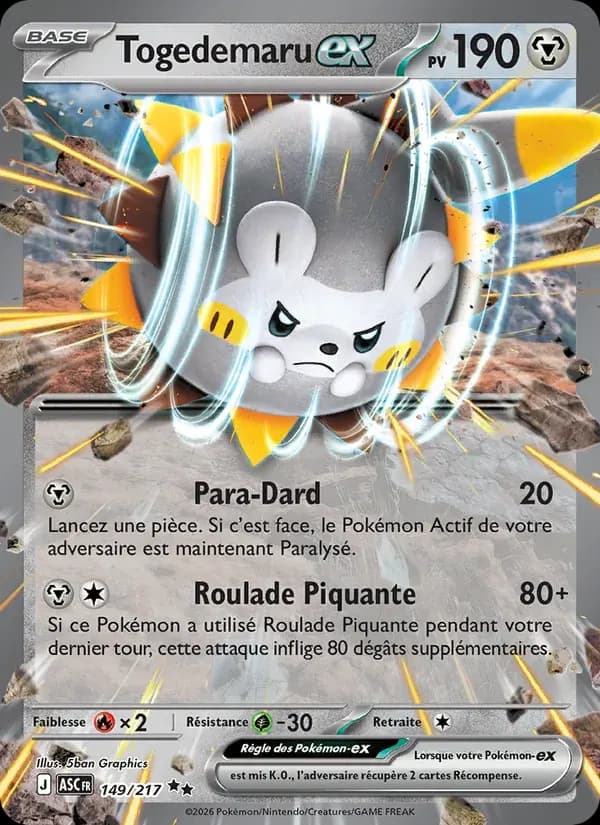 Togedemaru-ex — Héros Transcendants 149 French Pokémon card
