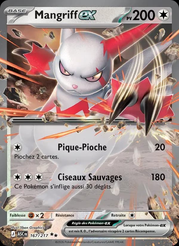 Mangriff-ex — Héros Transcendants 167 French Pokémon card