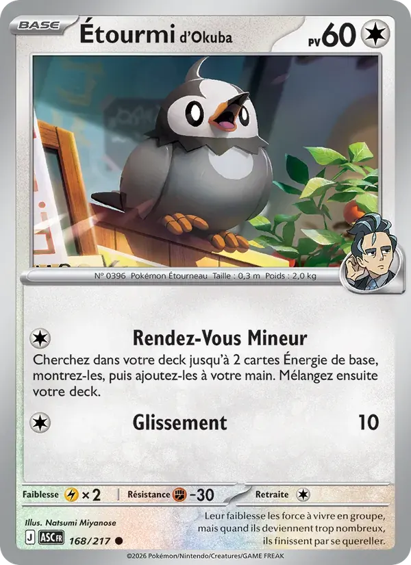 Étourmi d'Okuba — Héros Transcendants 168 French Pokémon card