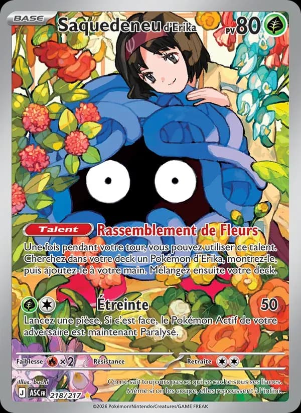 Saquedeneu d'Erika — Héros Transcendants 218 French Pokémon card