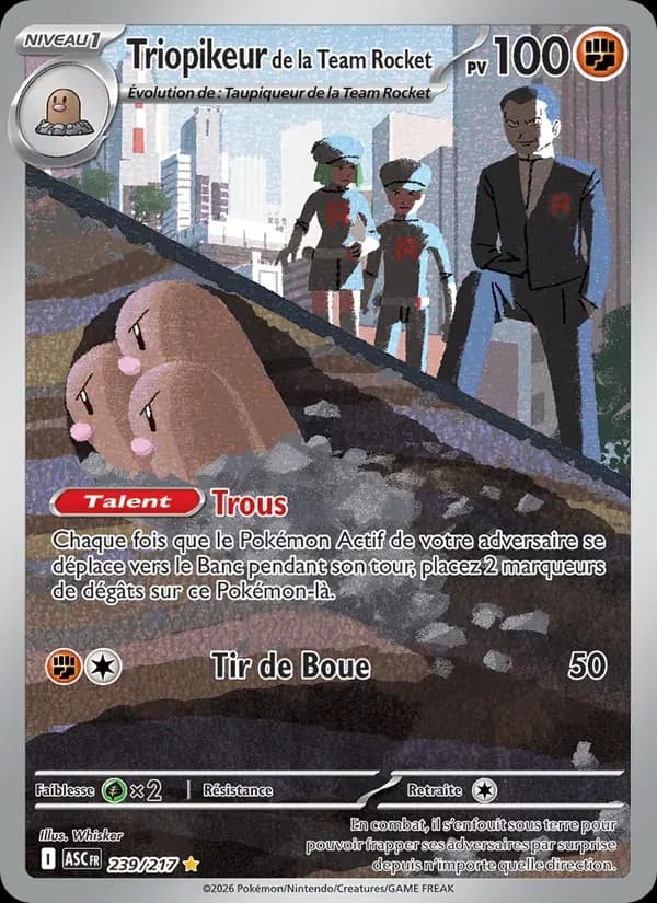 Triopikeur de la Team Rocket — Héros Transcendants 239 French Pokémon card