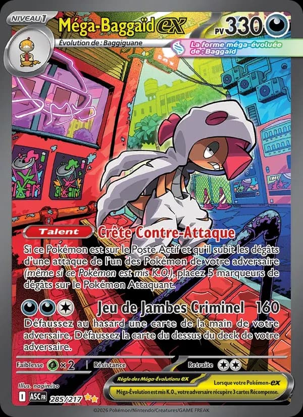 Méga-Baggaïd-ex — Héros Transcendants 285 French Pokémon card