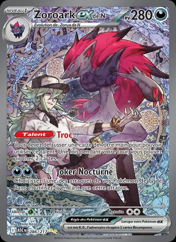 Zoroark-ex de N — Héros Transcendants 286 French Pokémon card