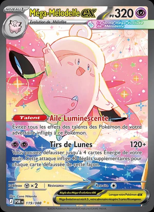 Méga-Mélodelfe-ex — Équilibre Parfait 119 French Pokémon card