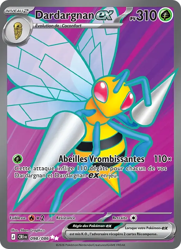 Dardargnan-ex — Chaos Ascendant 98 French Pokémon card
