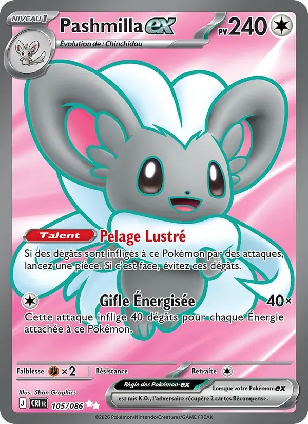 Pashmilla-ex — Chaos Ascendant 105 French Pokémon card